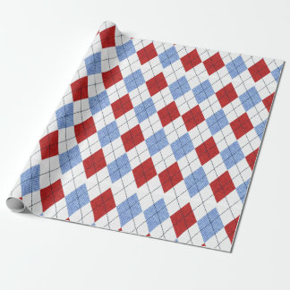 Red and Blue Argyle Pattern Wrapping Paper
