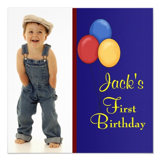 Red and Blue Balloons Boys Birthday Party Card