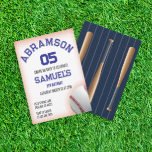 Red and Blue Baseball Birthday Invitation