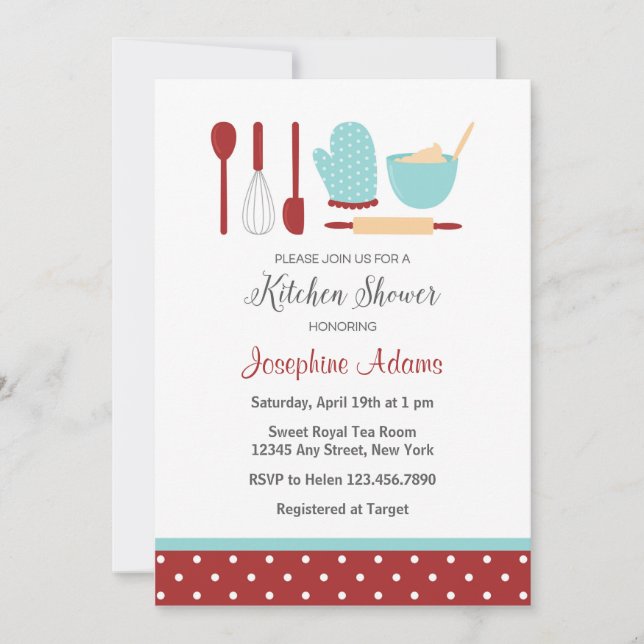 Red and Blue Bridal Shower Invitation (Front)