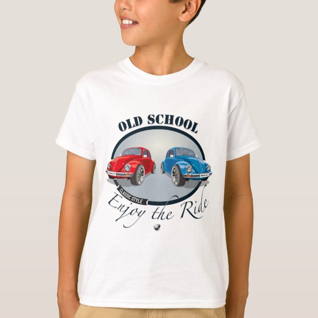 Red and Blue cars with inscription T-Shirt (Front)