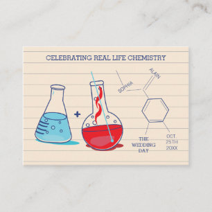 Red and Blue Chemistry Wedding Place Cards