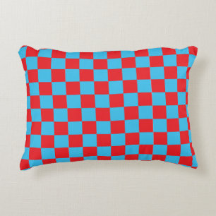Red And Blue Chequered Pattern Design Decorative Cushion