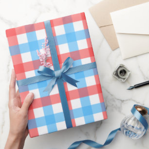 Red and Blue Chex Wrapping Paper