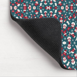 Red and blue Christmas pattern Mouse Mat