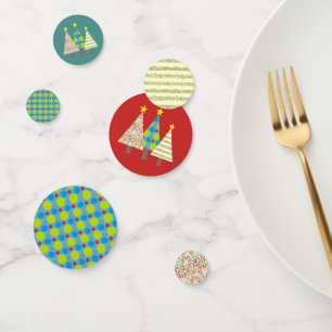 Red and Blue Christmas Tree Party Confetti