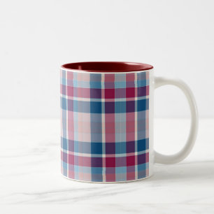 Red and Blue Classic Plaid Two-Tone Coffee Mug