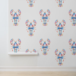 Red and Blue Coastal Crab Seaside Wallpaper