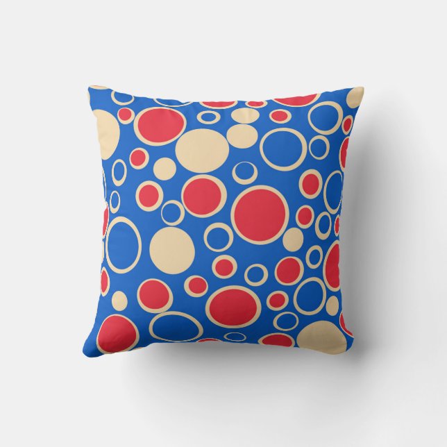 Red And Blue Colour Dots On Blue  Cushion (Back)