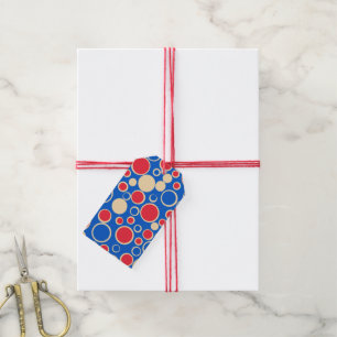 Red And Blue Colour Dots On Blue  Gift Tags