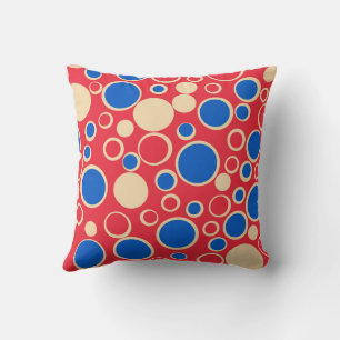 Red And Blue Colour Dots On Red Cushion