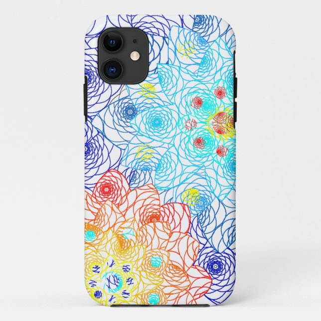 Red and Blue Colourful Floral  Case-Mate iPhone Case (Back)