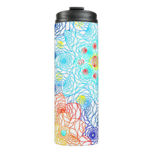 Red and Blue Colourful Floral  Thermal Tumbler