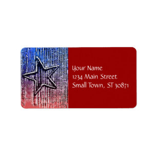 Red and Blue Cool Rustic Star Pop Art Print Label