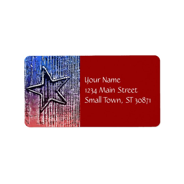 Red and Blue Cool Rustic Star Pop Art Print Label (Front)