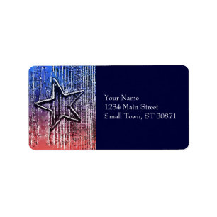 Red and Blue Cool Rustic Star Pop Art Print Label