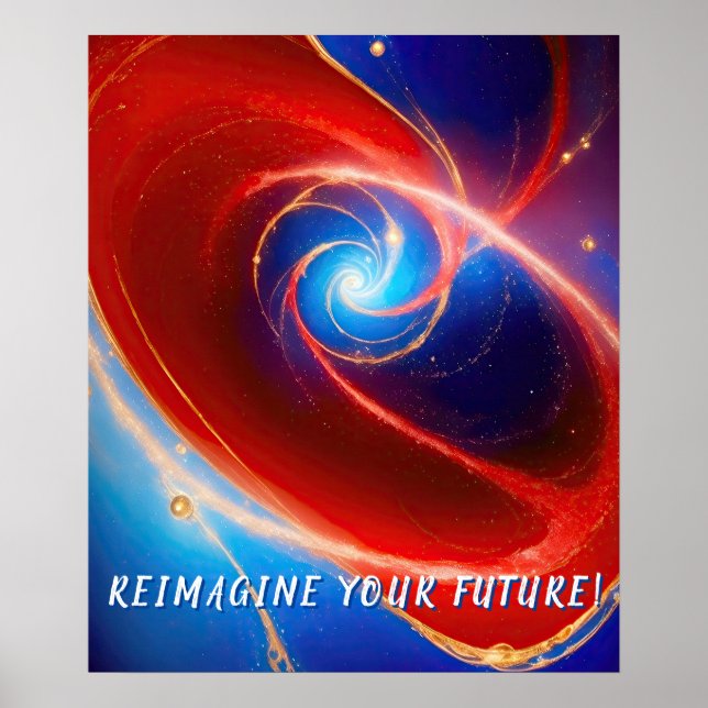 Red and Blue Cosmic Spiral Poster (Front)