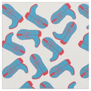 Red and Blue Cowboy Boots on Any Colour Background Fabric