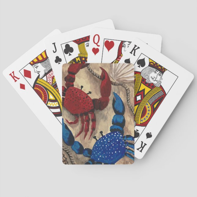 Red and Blue Crab Playing Cards (Back)