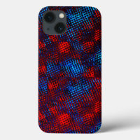 Red and blue crossed scratches in squares or cubes