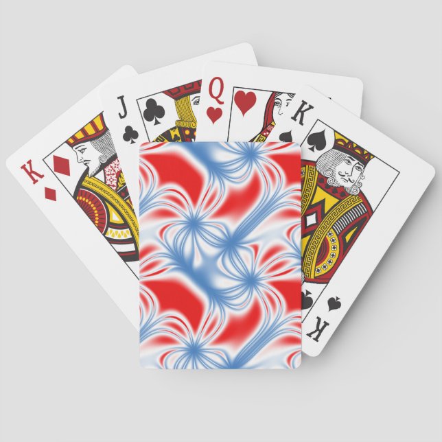 Red and blue curved fractal pattern playing cards (Back)
