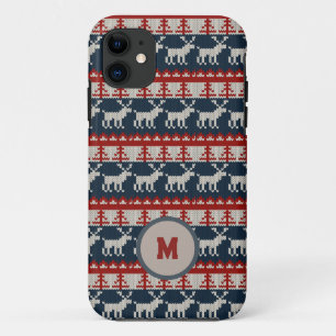 Red and blue Custom Name knitted Pattern  iPhone 11 Case