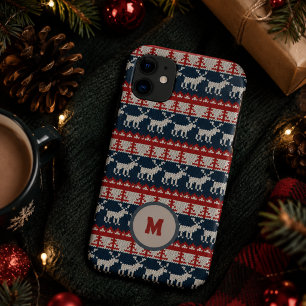 Red and blue Custom Name knitted Pattern iPhone 11 Case