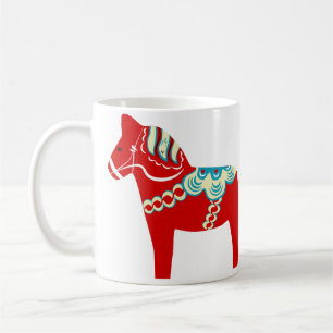 Red and Blue Dala Horse Coffee Mug