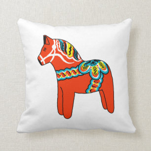Red and Blue Dala Horse Pillow