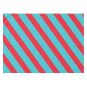 Red and Blue Diagonal Stripe Tablecloth