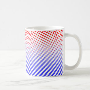 Red and Blue Dots and Stripes Coffee Mug