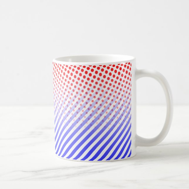 Red and Blue Dots and Stripes Coffee Mug (Right)