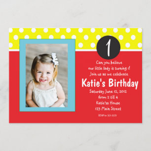 Red and Blue Dots kids  Birthday Invitation