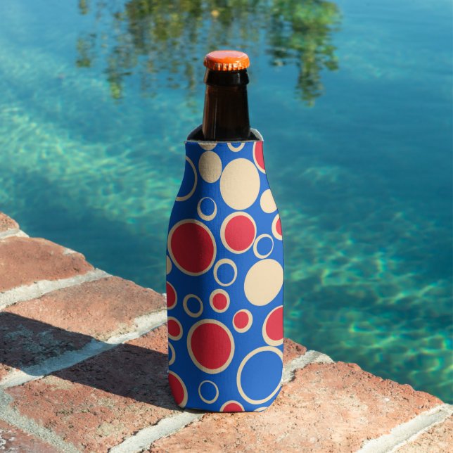 Red And Blue Dots On Blue  Bottle Cooler (In Situ Pool)