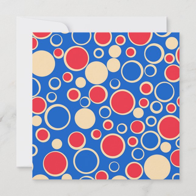 Red And Blue Dots On Blue  Holiday Card (Front)