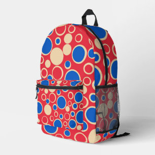 Red And Blue Dots On Red Printed Backpack
