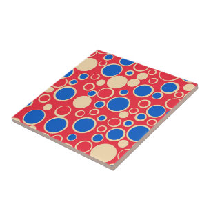 Red And Blue Dots On Red Tile