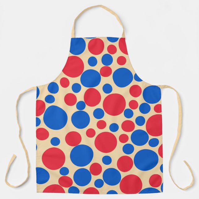 Red And Blue Dots On Tan  Apron (Front)
