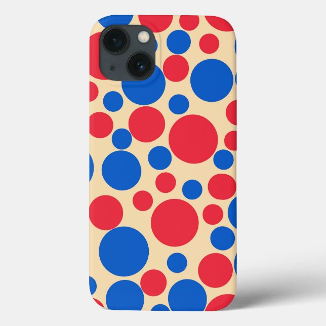 Red And Blue Dots On Tan  Case-Mate iPhone Case (Back)