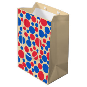 Red And Blue Dots On Tan Medium Gift Bag