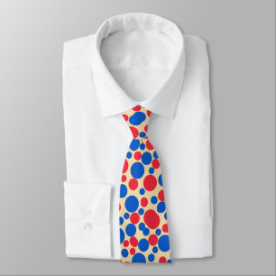 Red And Blue Dots On Tan  Tie