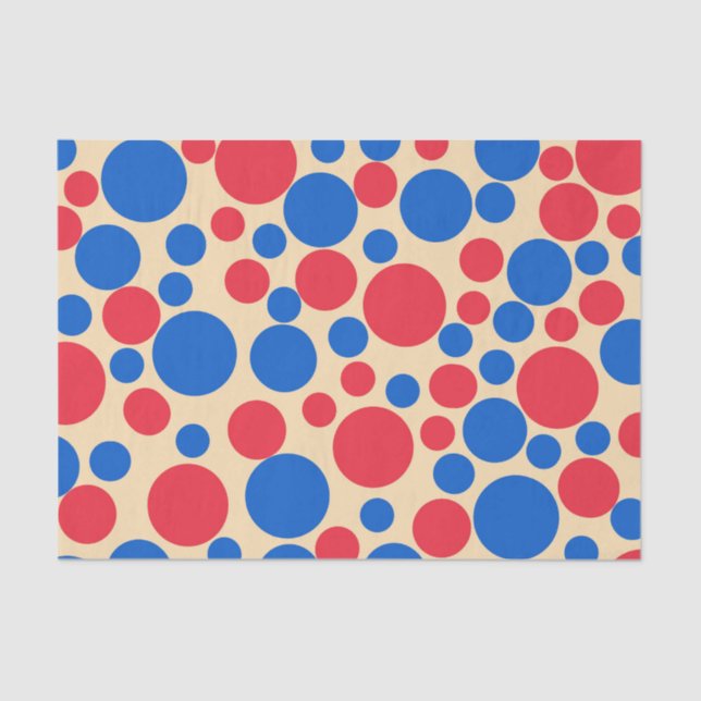 Red And Blue Dots On Tan  Tissue Paper (Front)