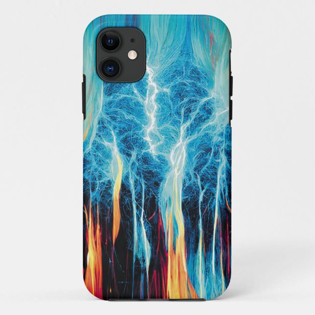 Red and Blue Electric Energy Abstract Pattern Case-Mate iPhone Case (Back)