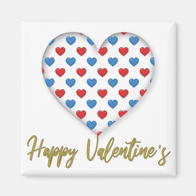 Red and Blue Elegant Heart Shape Magnet (Front)