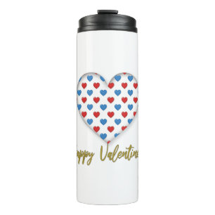 Red and Blue Elegant Heart Shape Thermal Tumbler