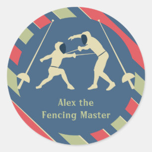 Red and Blue Fencing Stickers Party Favour