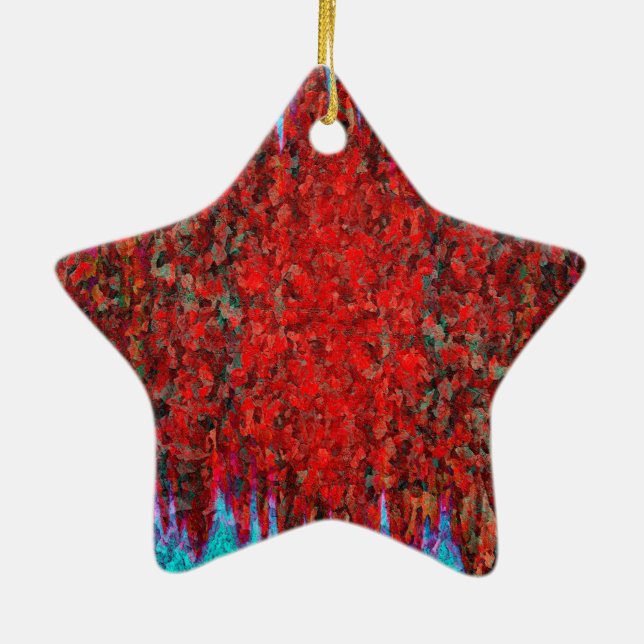 Red and blue fire and ice ceramic tree decoration (Back)