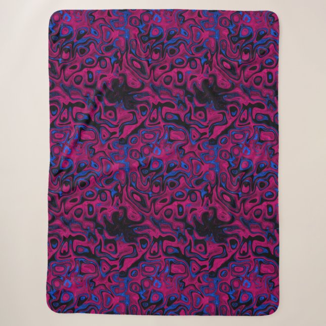 Red and Blue Fire Stone Sherpa Blanket (Front)