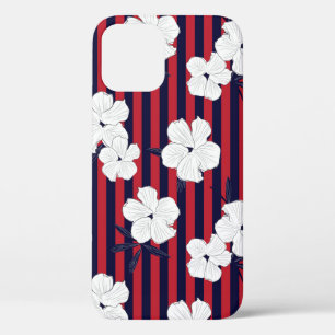 Red and blue Floral botanical seamless pattern wit iPhone 12 Case