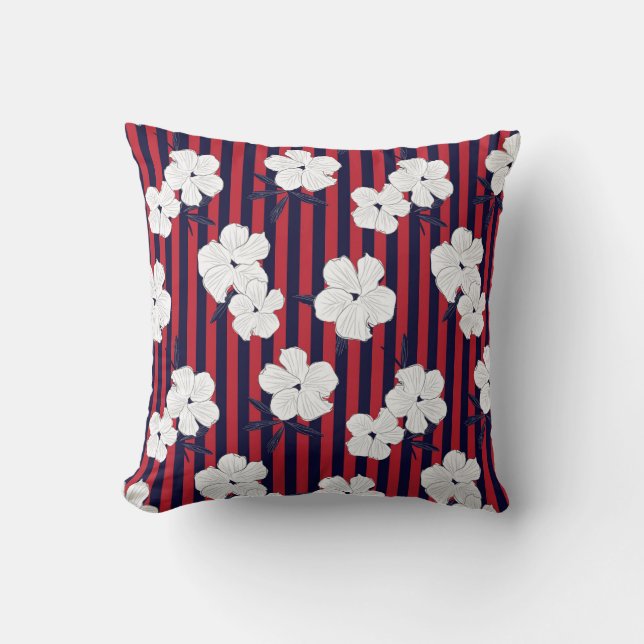 Red and blue Floral botanical seamless pattern wit Cushion (Front)